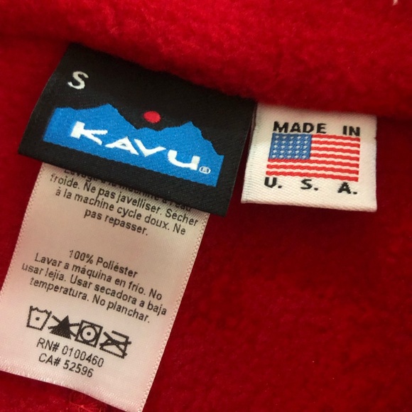 Kavu Mens 1/2-Zip Fleece Pullover size Small color Red made in the USA - Picture 4 of 6